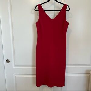 Ralph Lauren Lined V- Neckline Sleeveless Red Dress Size 14